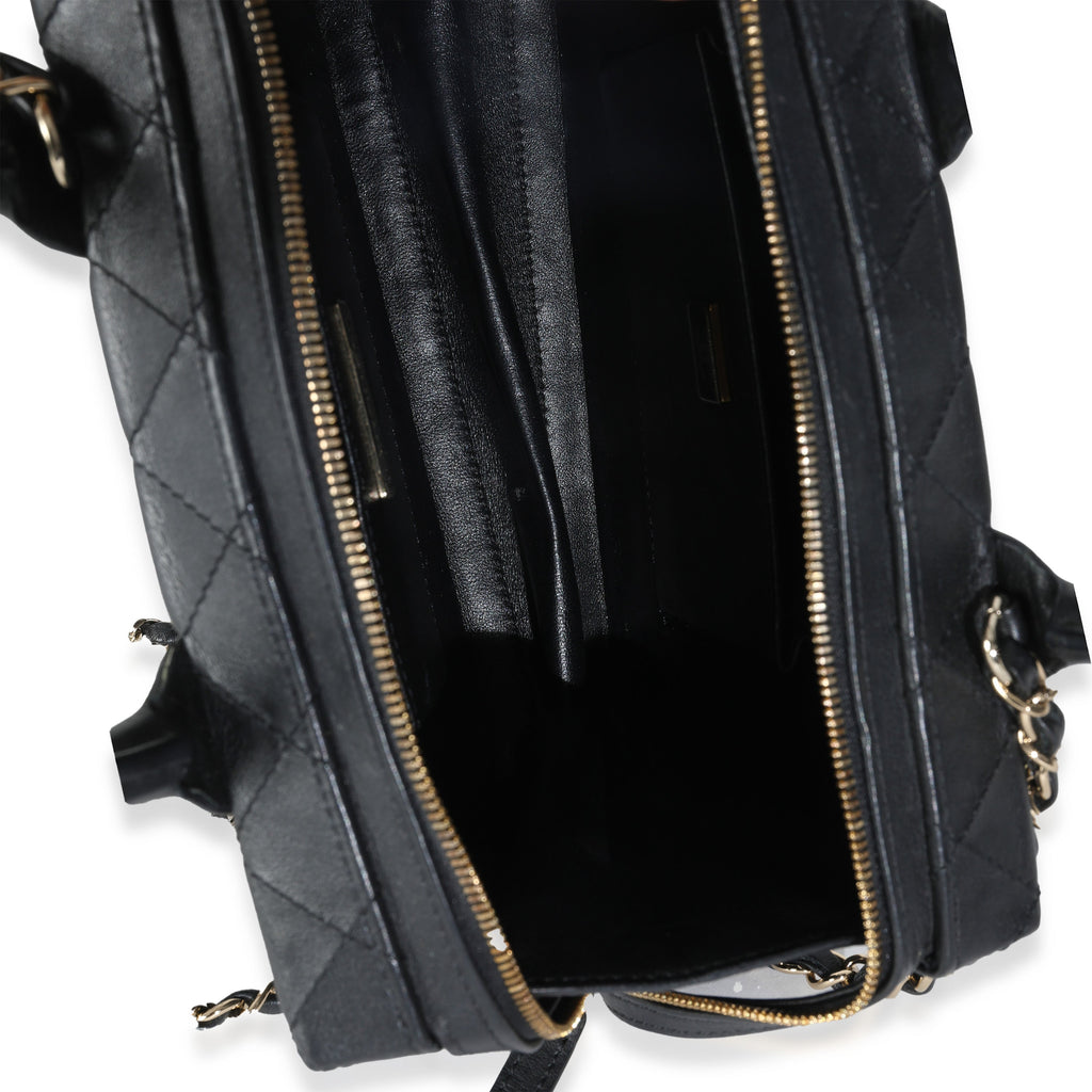 Black Quilted Calfskin Studded Square Vanity Case