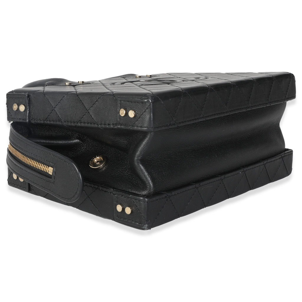 Black Quilted Calfskin Studded Square Vanity Case
