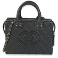 Black Quilted Calfskin Studded Square Vanity Case