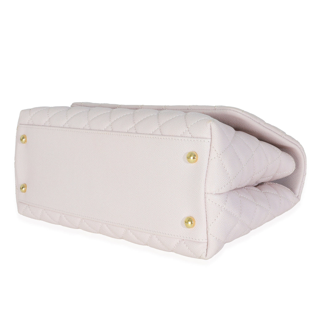 Light Pink Quilted Caviar Medium Coco Top Handle Handbag