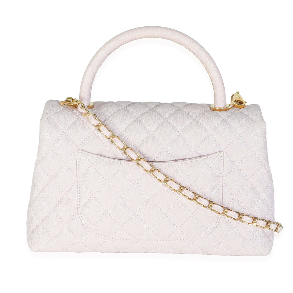 Light Pink Quilted Caviar Medium Coco Top Handle Handbag