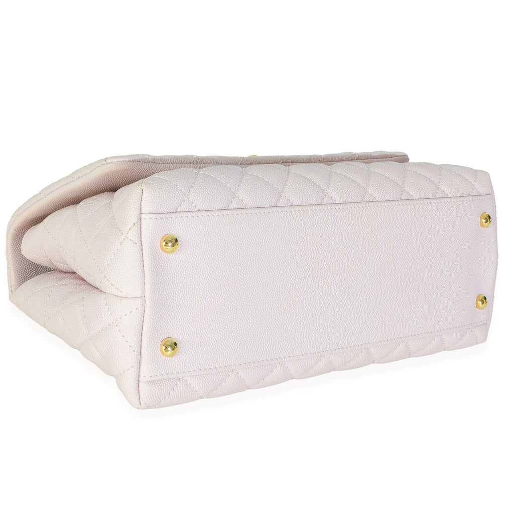 Light Pink Quilted Caviar Medium Coco Top Handle Handbag