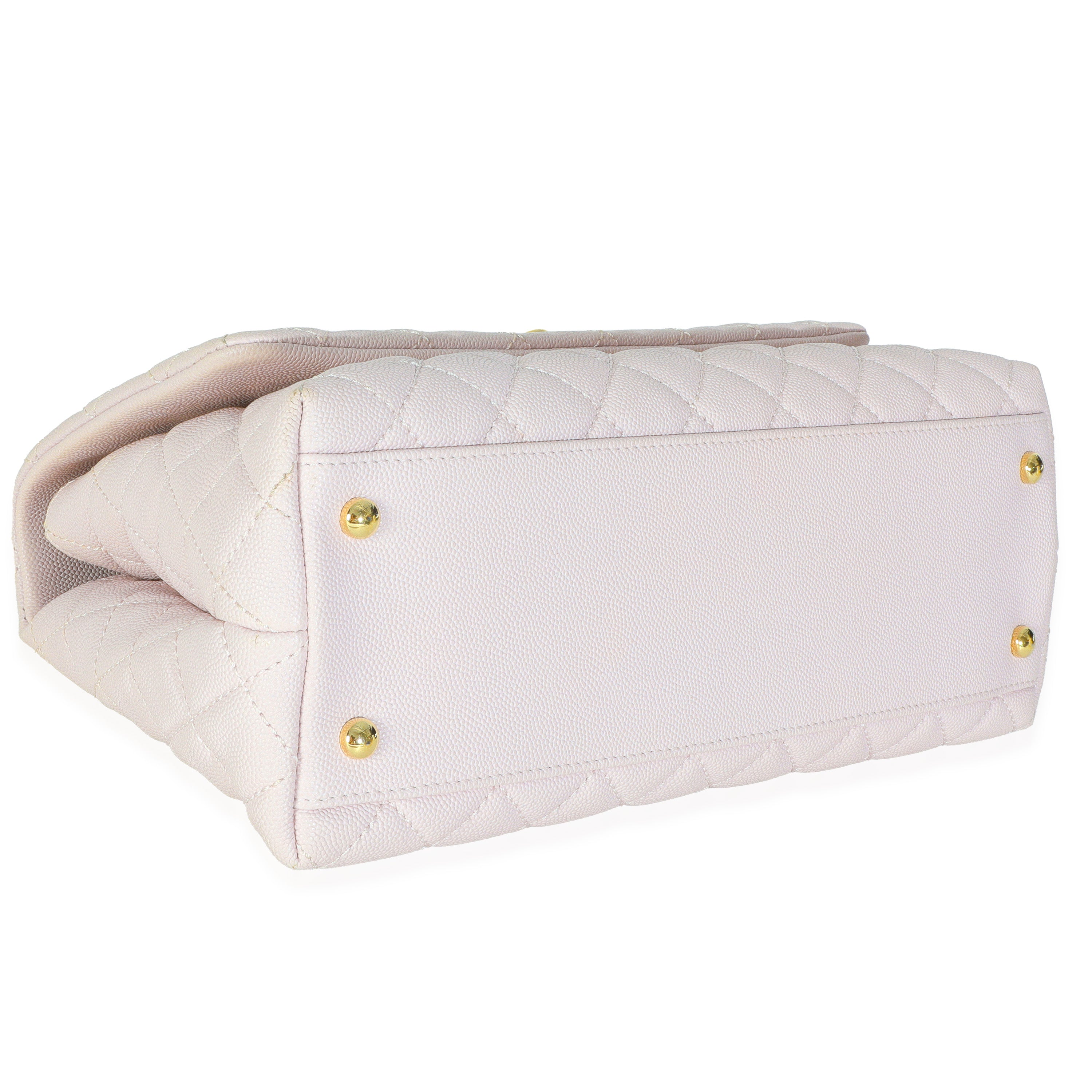 Light Pink Quilted Caviar Medium Coco Top Handle Handbag