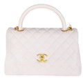 Light Pink Quilted Caviar Medium Coco Top Handle Handbag