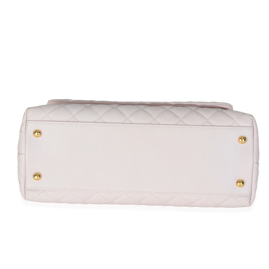 Light Pink Quilted Caviar Medium Coco Top Handle Handbag