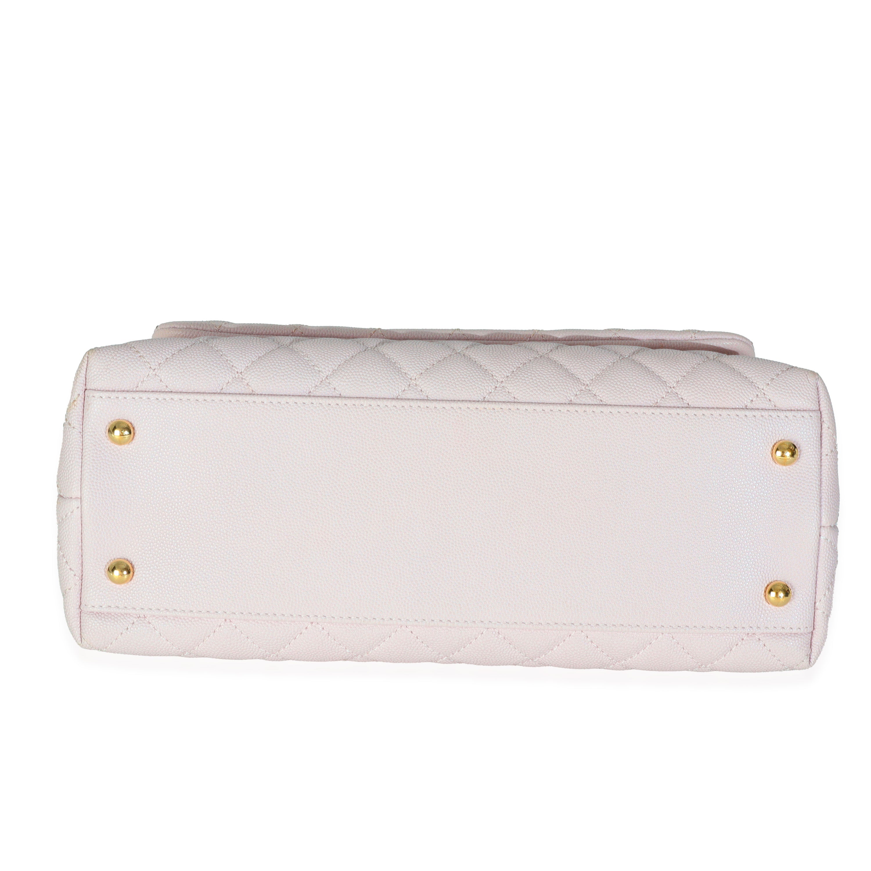 Light Pink Quilted Caviar Medium Coco Top Handle Handbag