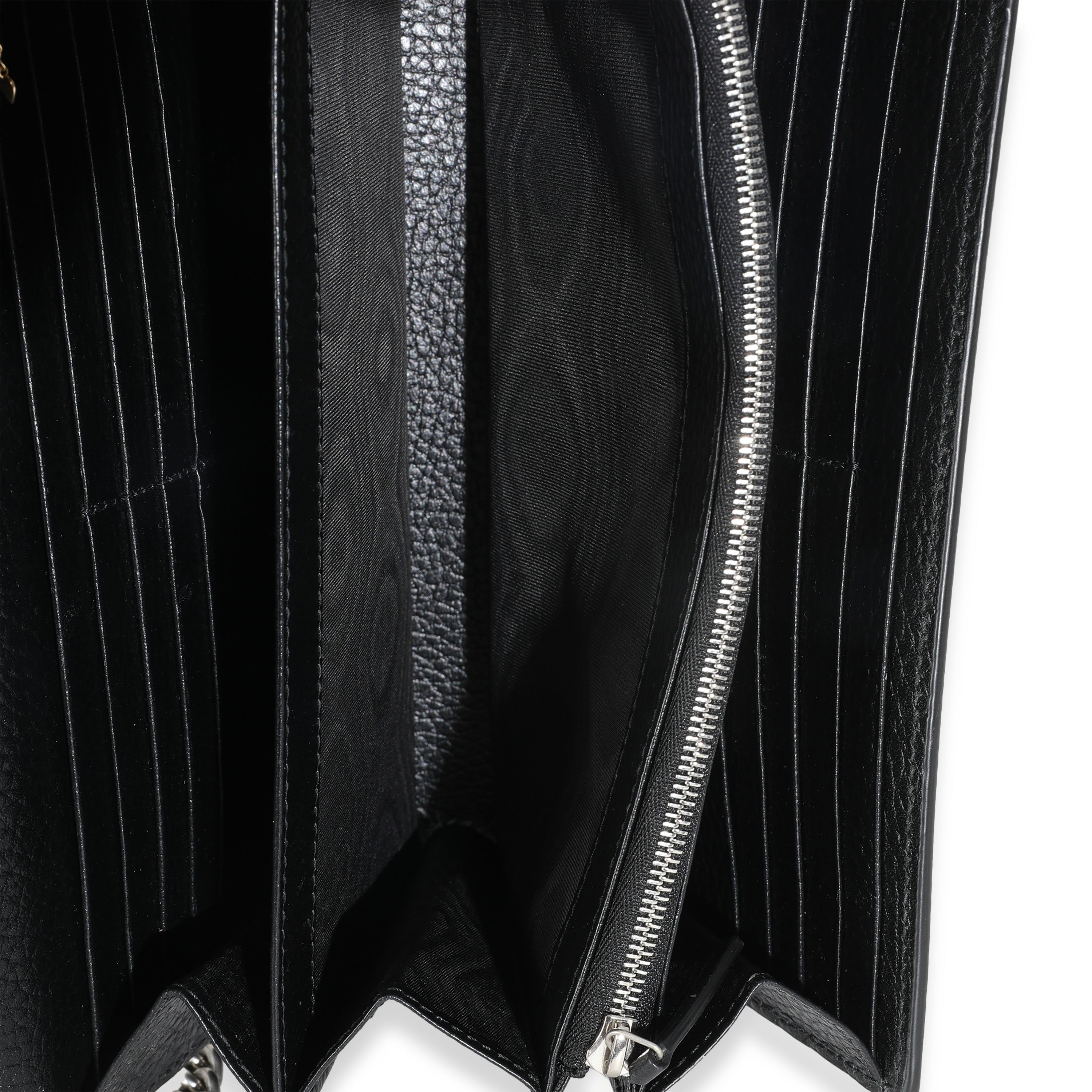 Black Dollar Calfskin Dionysus Chain Wallet