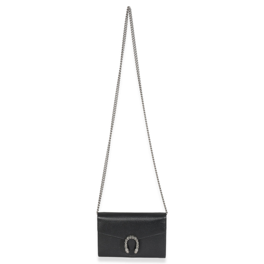 Black Dollar Calfskin Dionysus Chain Wallet