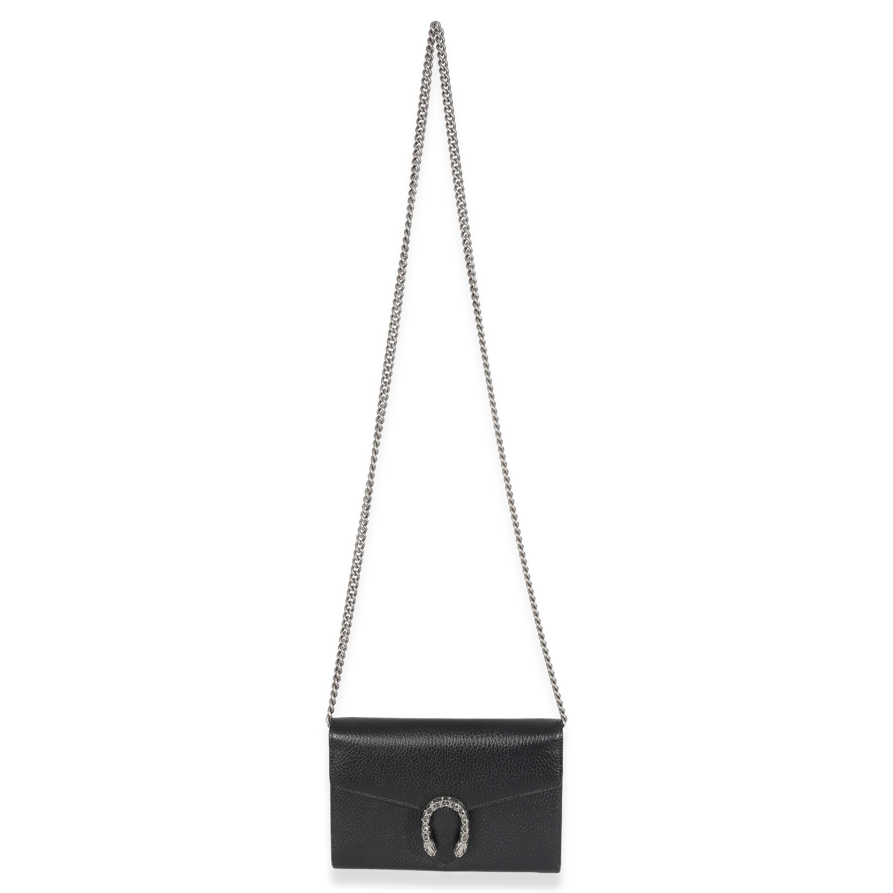 Black Dollar Calfskin Dionysus Chain Wallet