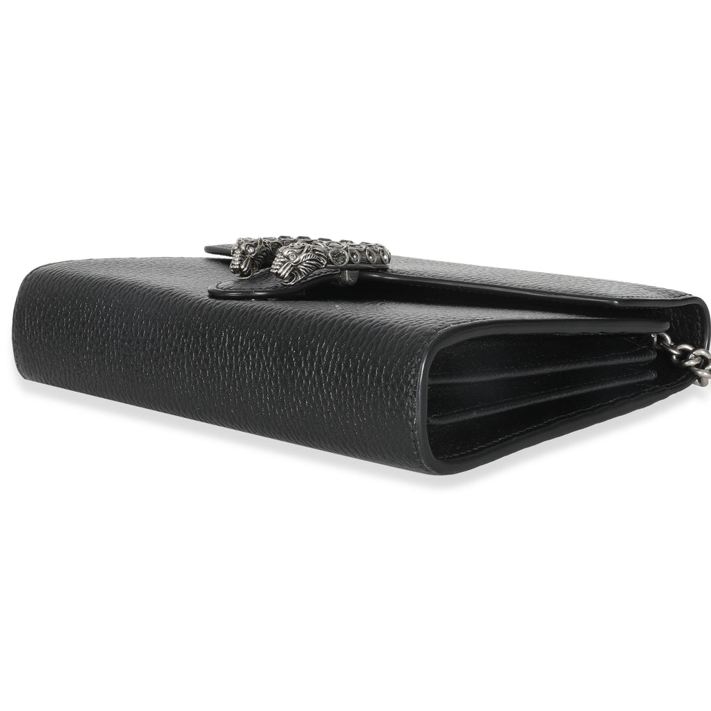 Black Dollar Calfskin Dionysus Chain Wallet