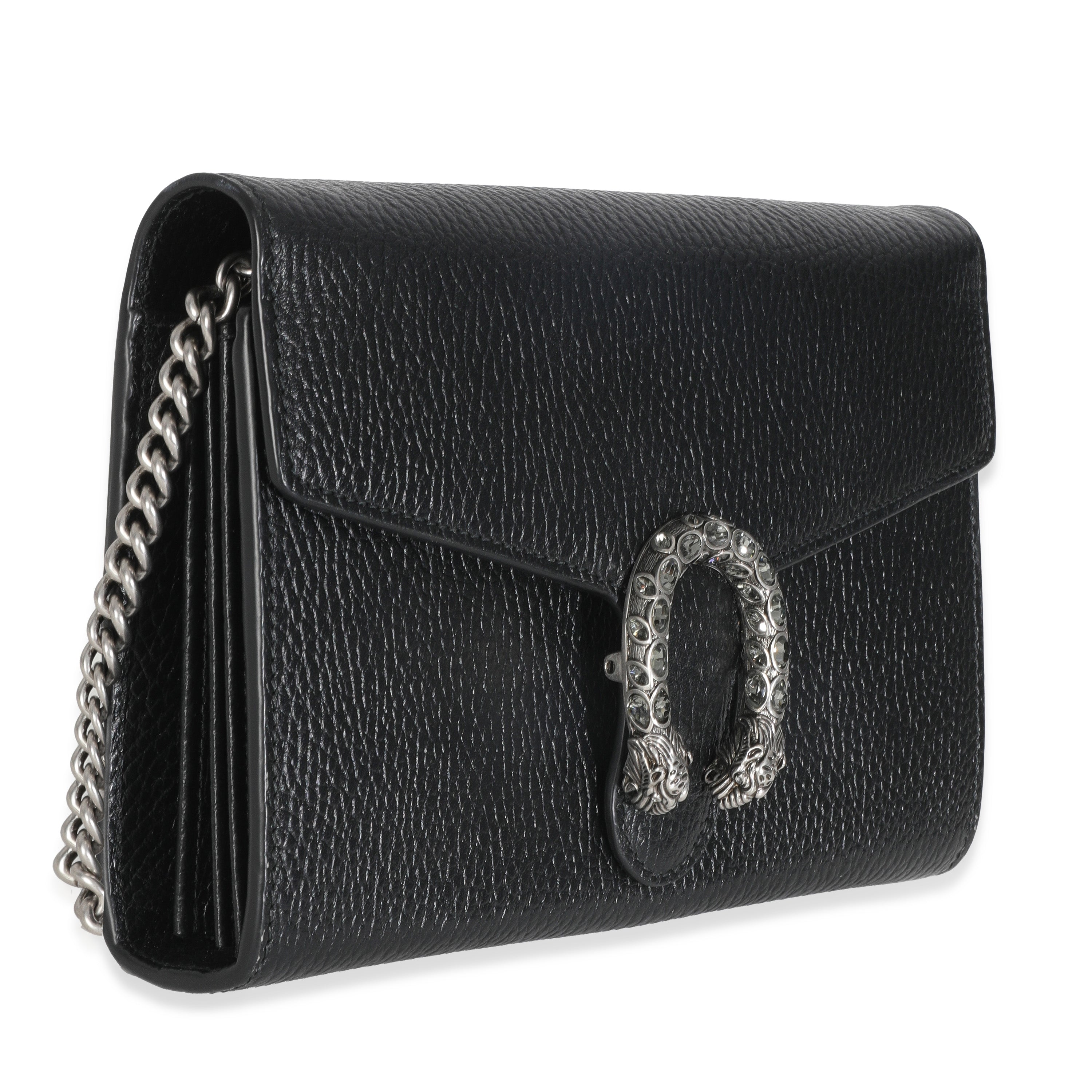 Black Dollar Calfskin Dionysus Chain Wallet