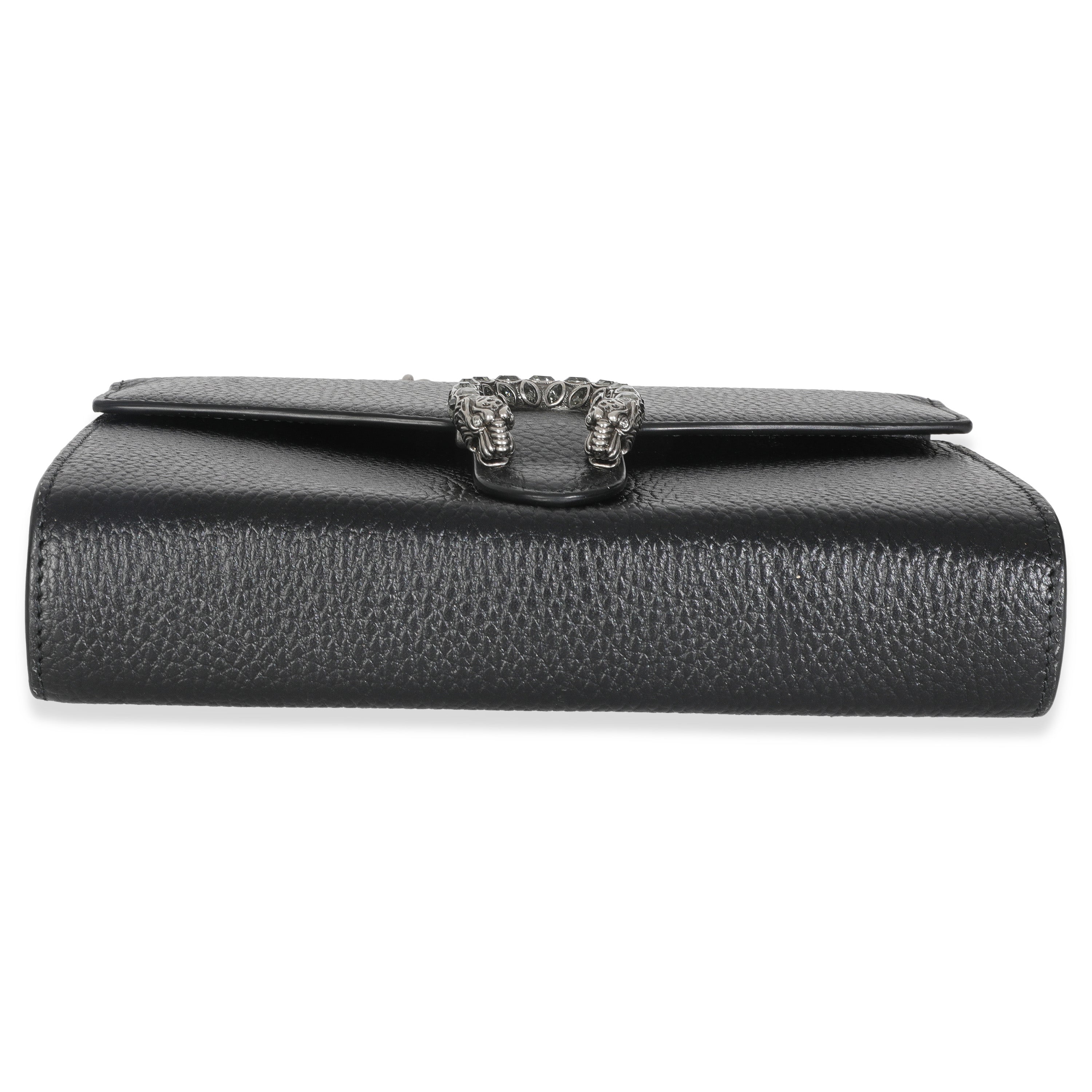 Black Dollar Calfskin Dionysus Chain Wallet
