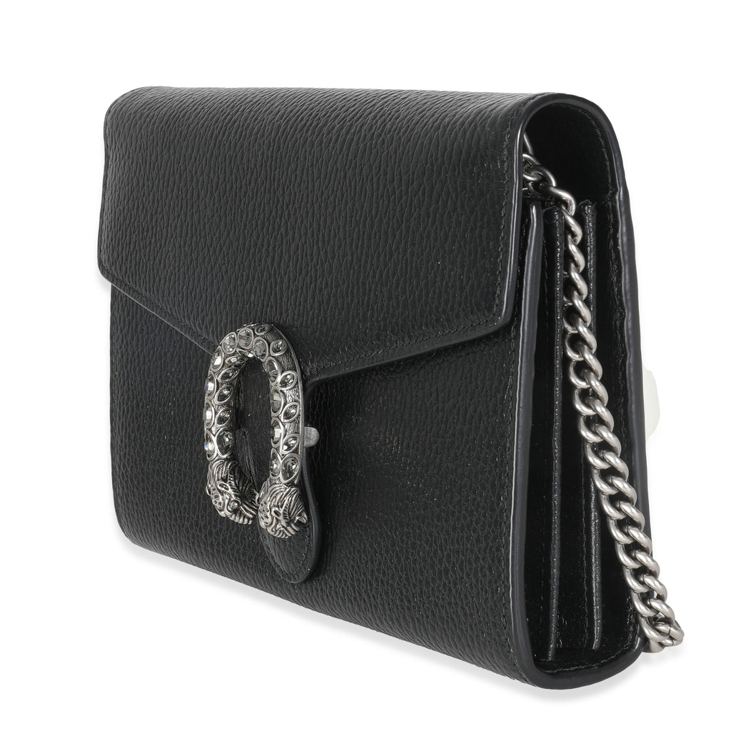 Black Dollar Calfskin Dionysus Chain Wallet