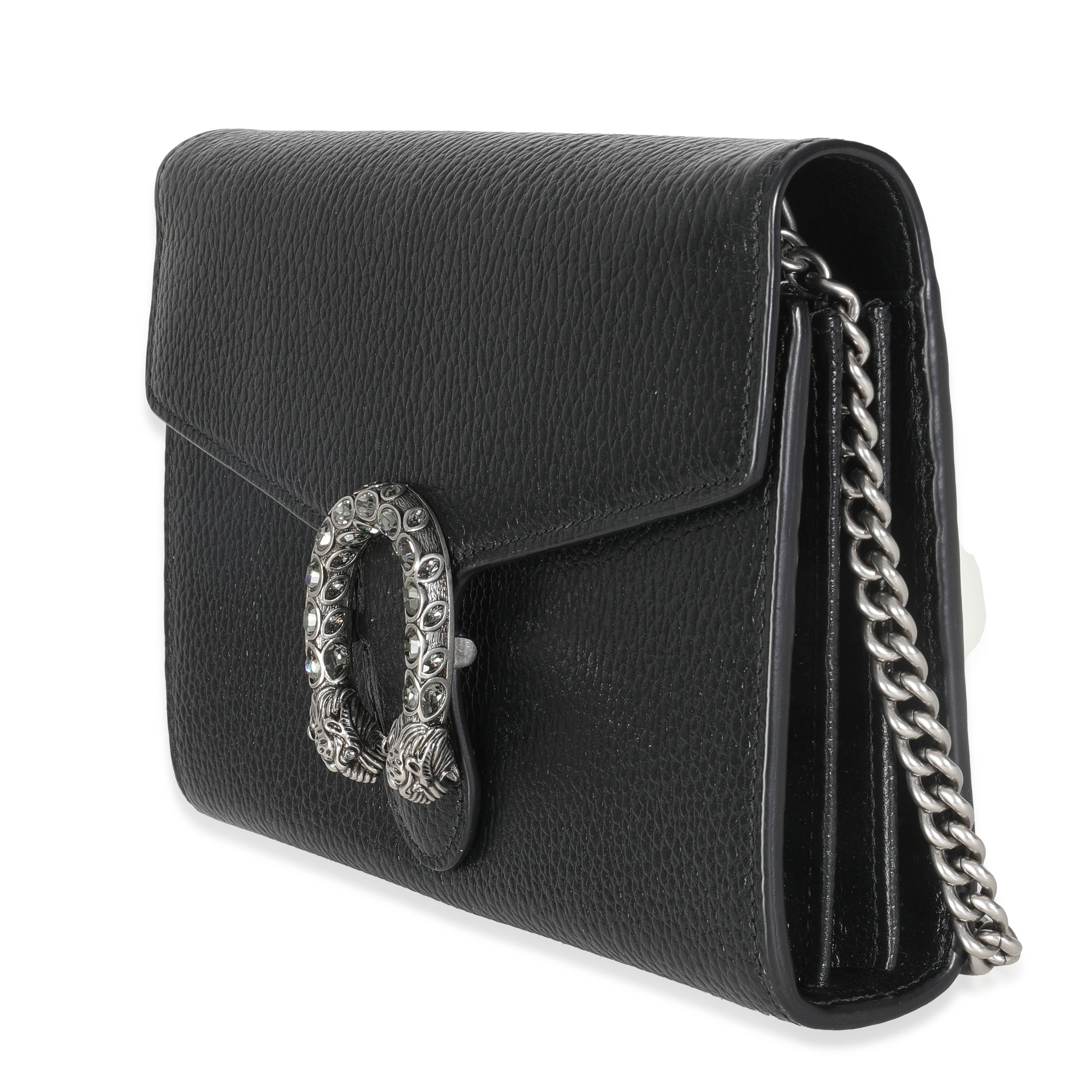 Black Dollar Calfskin Dionysus Chain Wallet