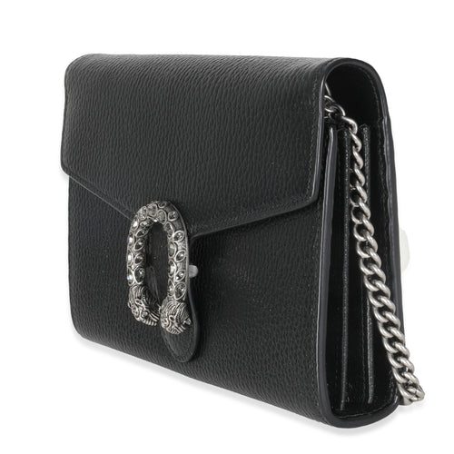 Black Dollar Calfskin Dionysus Chain Wallet