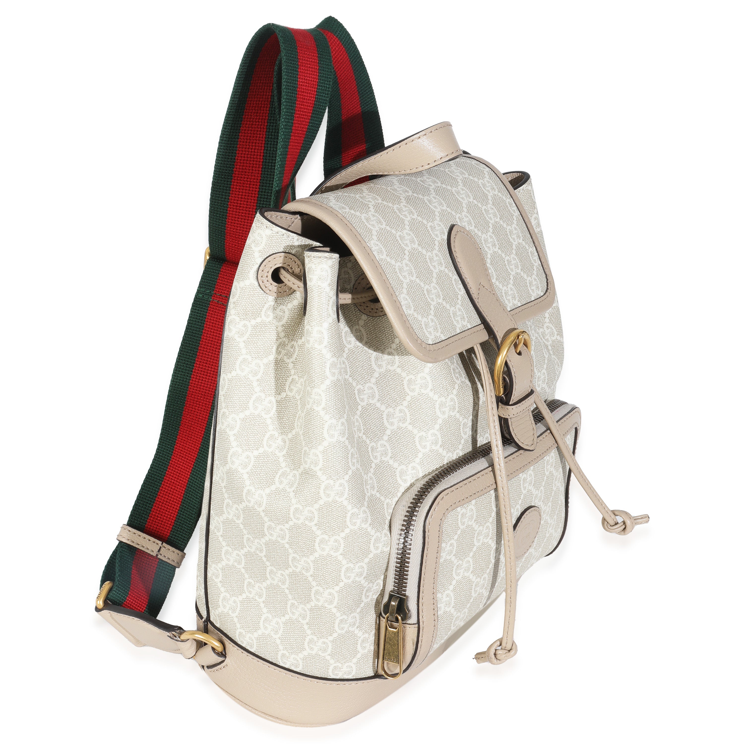 White GG Supreme Monogram Azalea Calfskin Retro Interlocking G Buckle Back