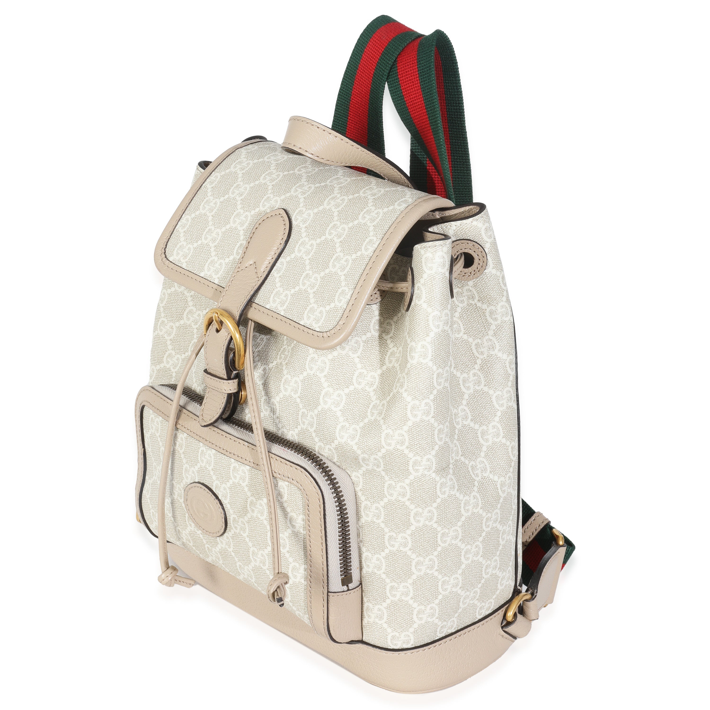 White GG Supreme Monogram Azalea Calfskin Retro Interlocking G Buckle Back