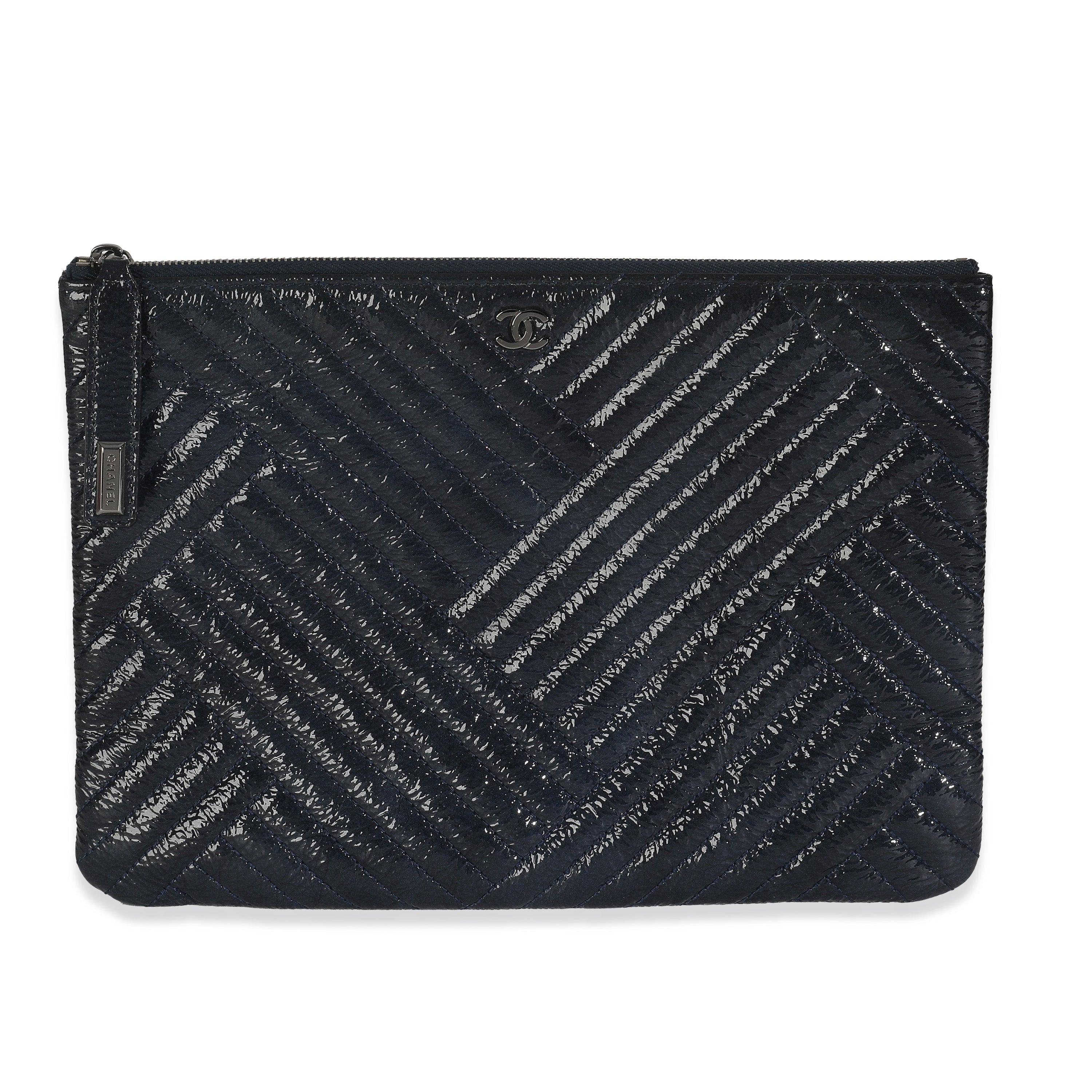 Grey Distressed Patent Medium CC Crossing Cosmetic Case