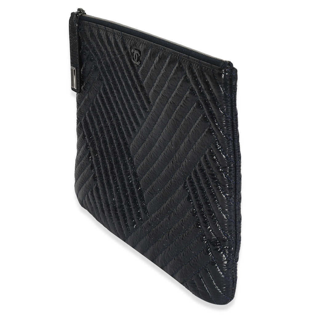 Grey Distressed Patent Medium CC Crossing Cosmetic Case