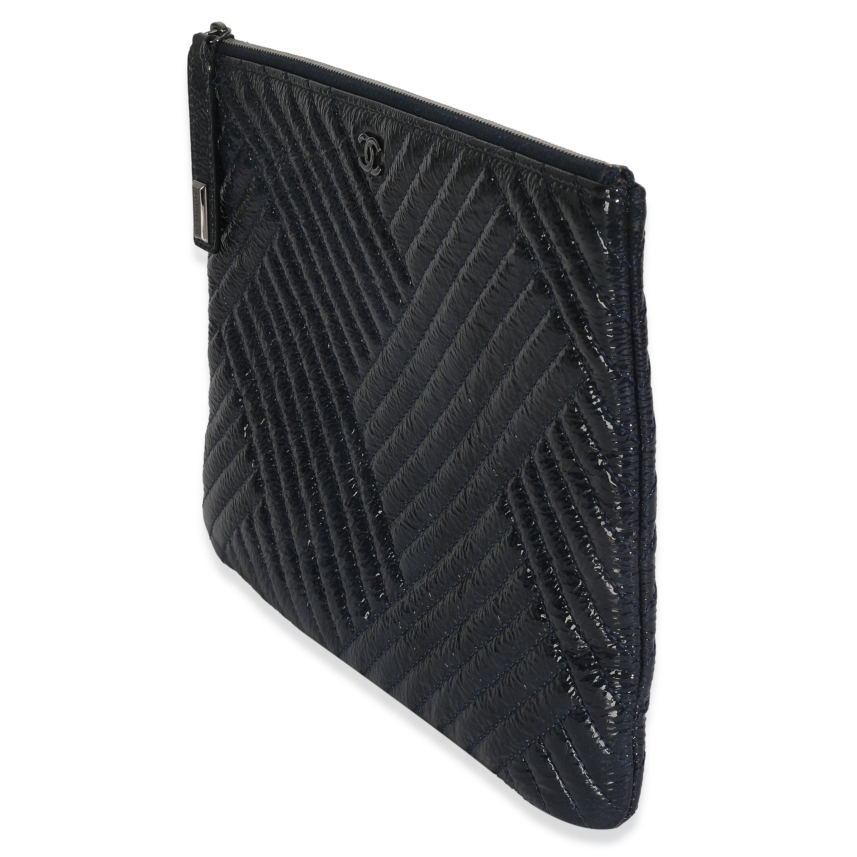 Grey Distressed Patent Medium CC Crossing Cosmetic Case