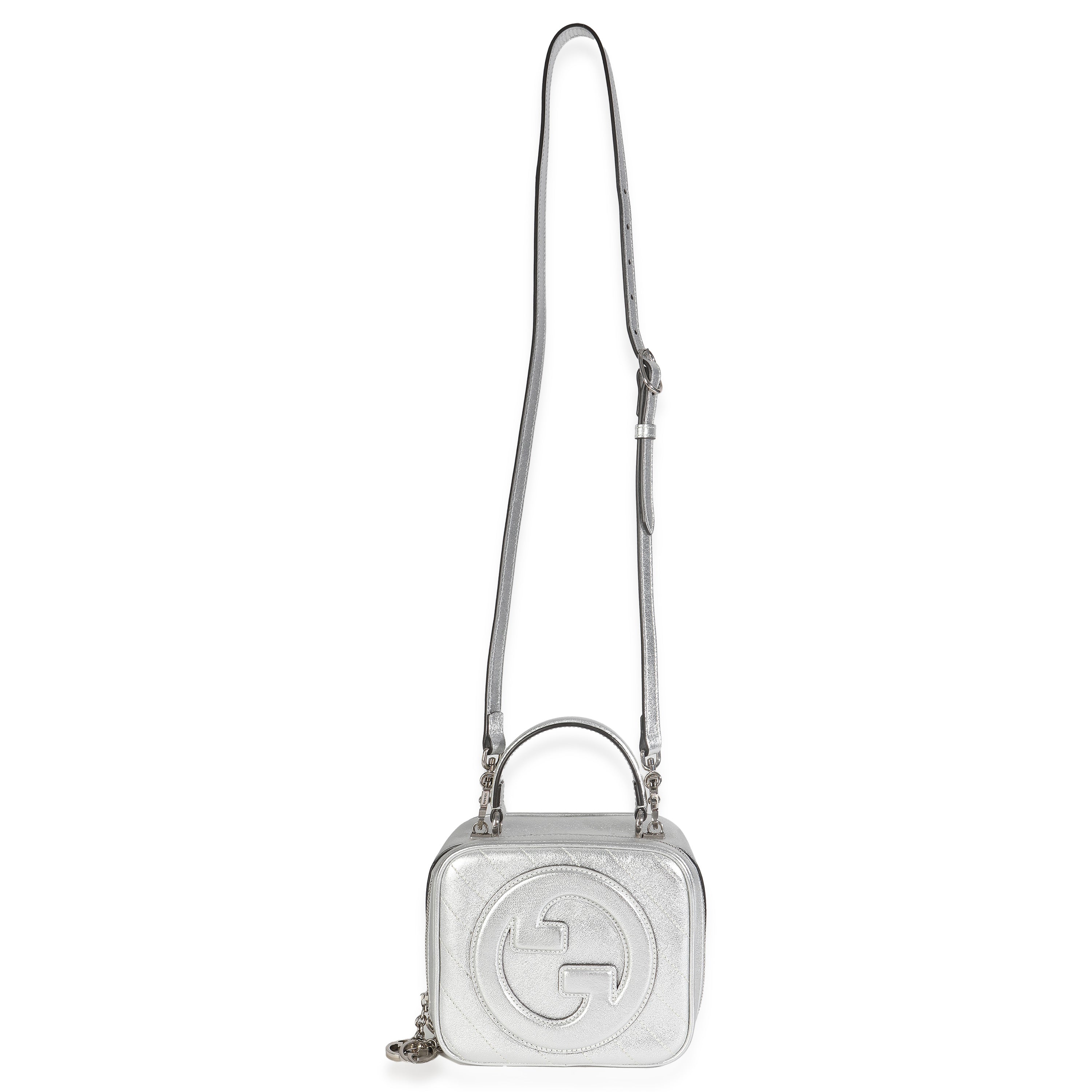 Silver Metallic Sakai Be Green Calfskin Diagonal Stitched Blondie Top Hand
