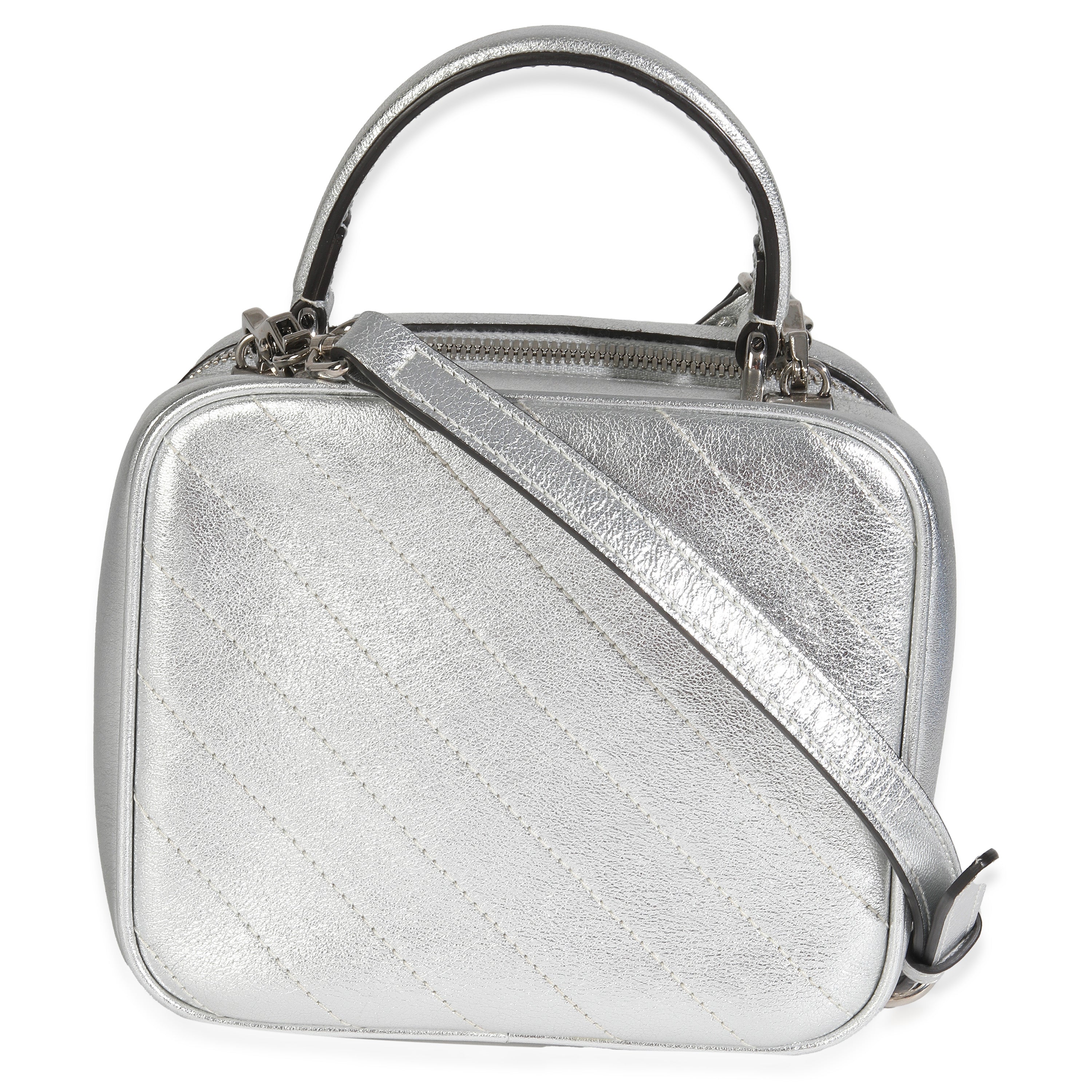 Silver Metallic Sakai Be Green Calfskin Diagonal Stitched Blondie Top Hand