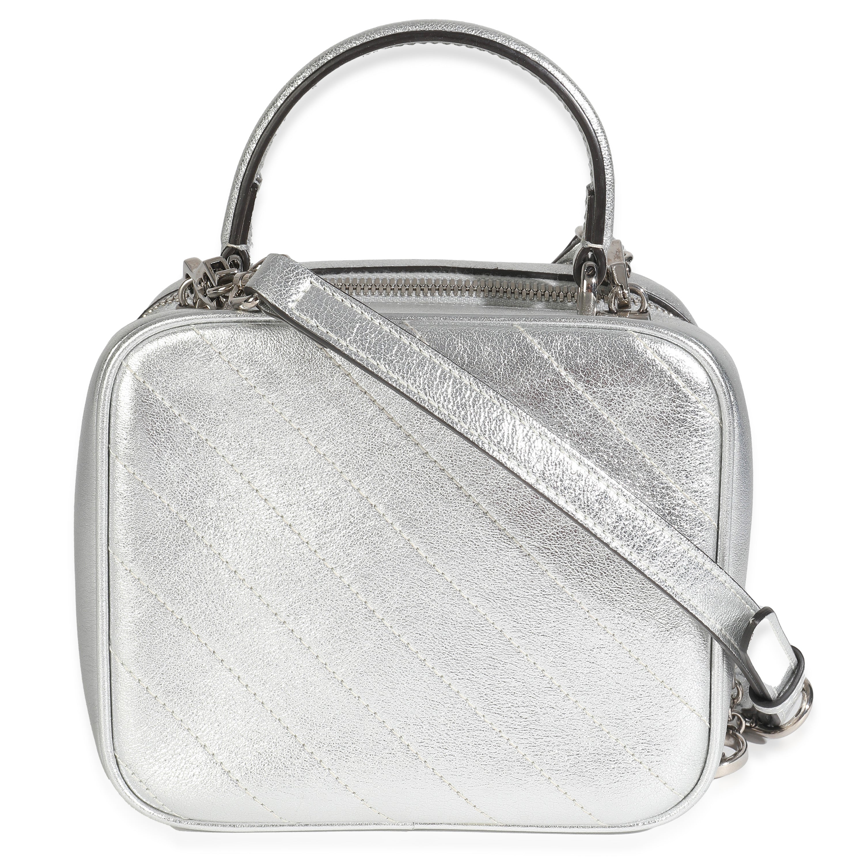 Silver Metallic Sakai Be Green Calfskin Diagonal Stitched Blondie Top Hand