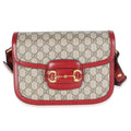 Cherry Red Beige GG Supreme Azalea Calfskin Horsebit 1955 Shoulder Bag