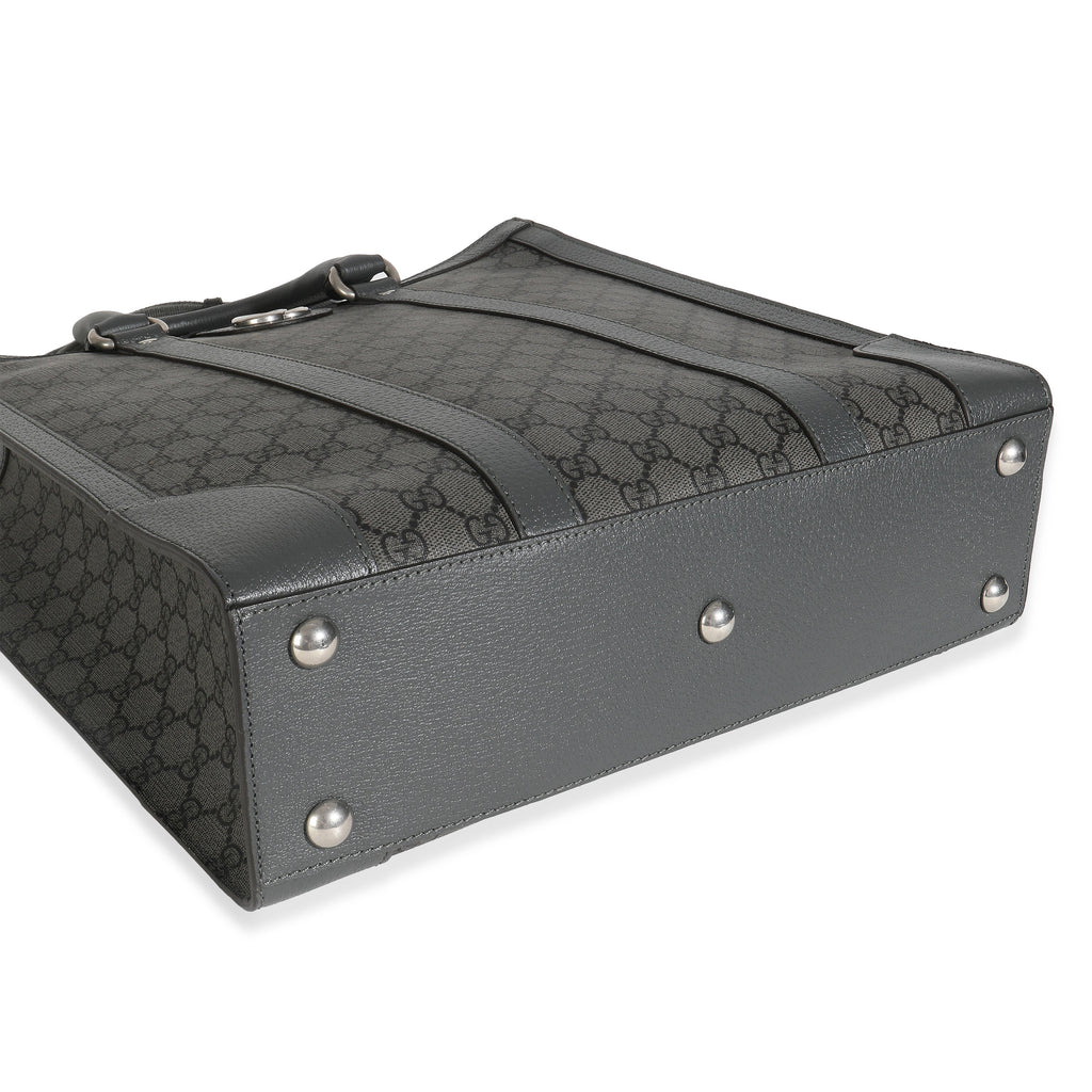 Grey Black GG Coated Canvas Ophidia Medium Tote