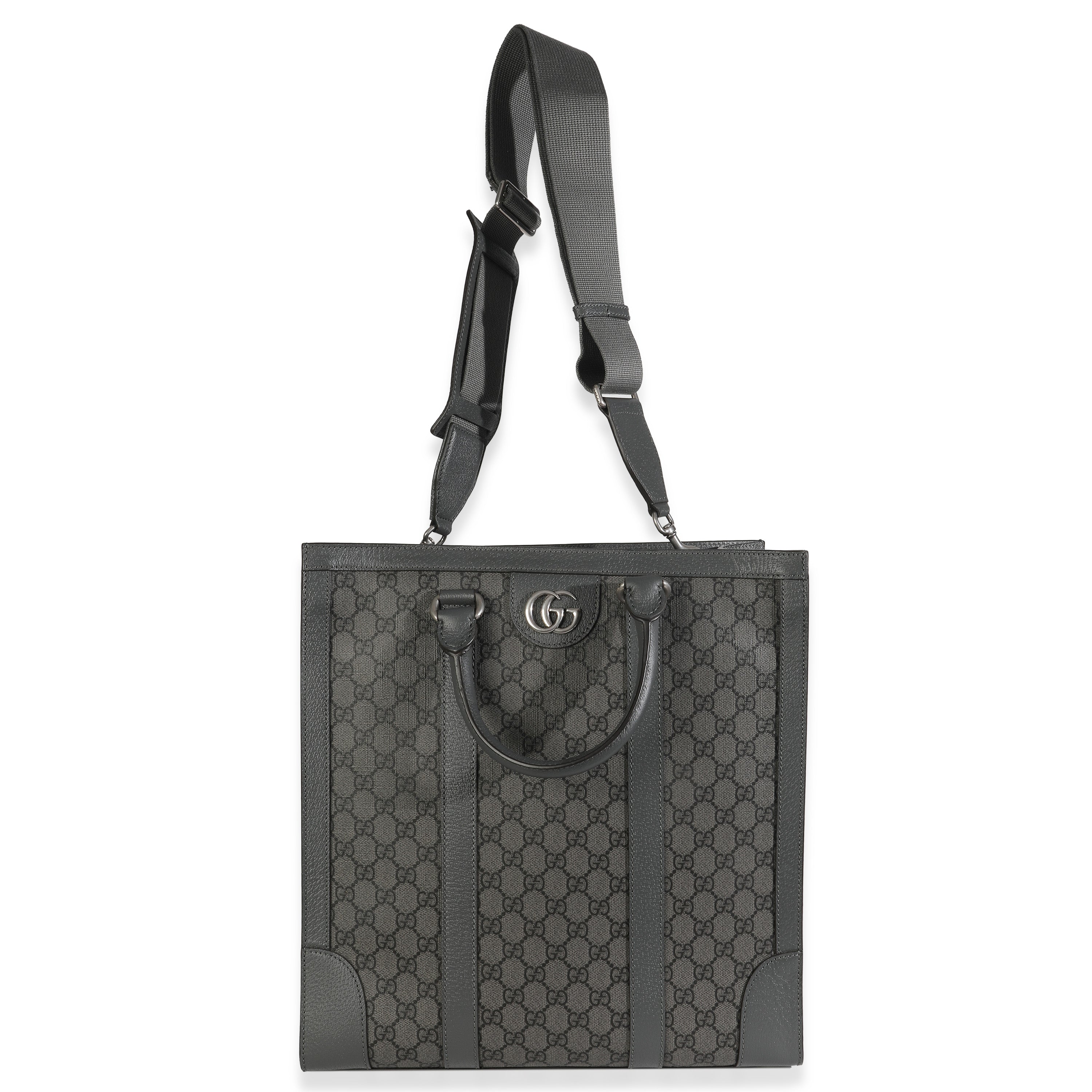 Grey Black GG Coated Canvas Ophidia Medium Tote