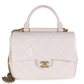 Light Pink Quilted Glazed Calfskin Medium Gold Bar Top Handle Flap Bag