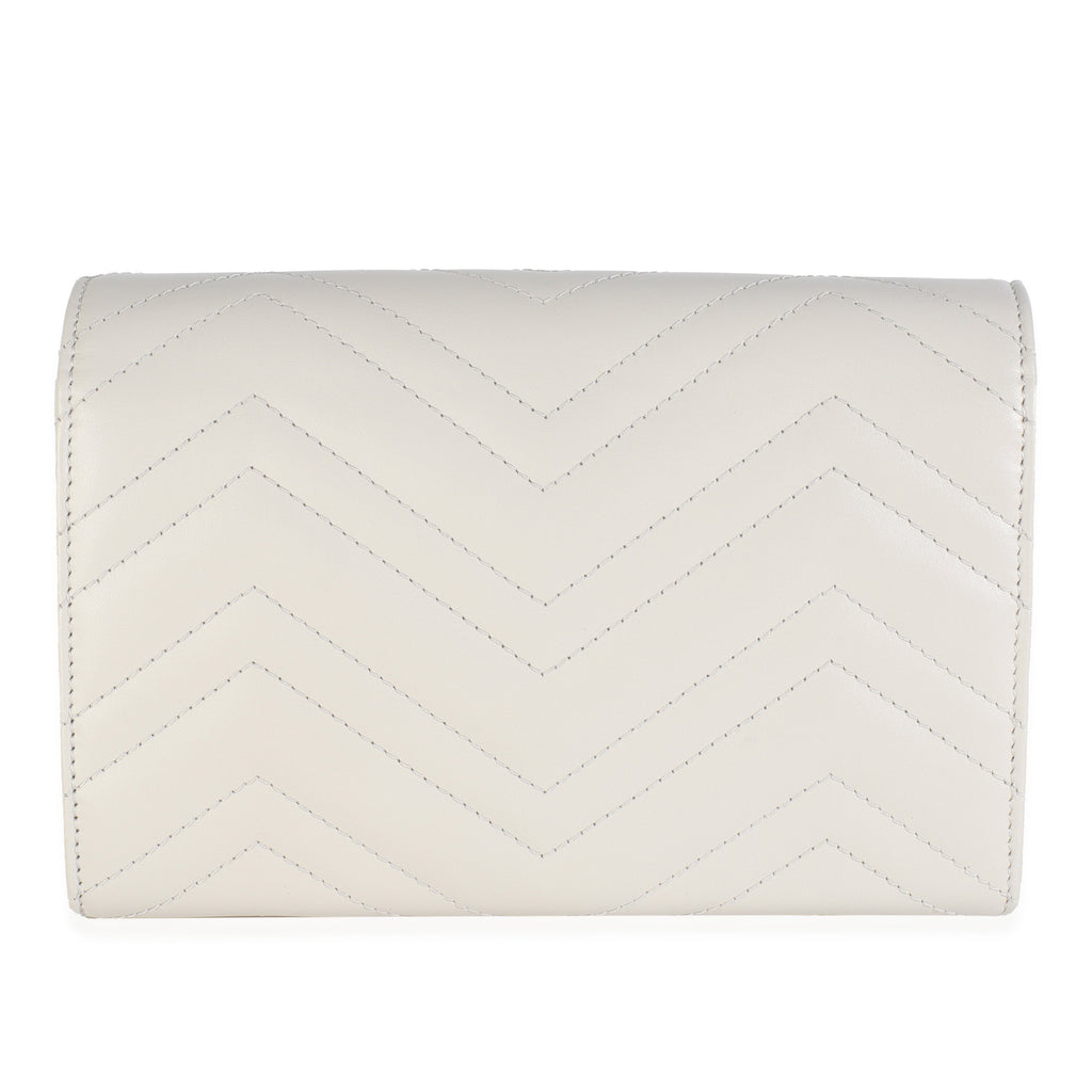 Grey Calfskin Matelasse GG Marmont Chain Wallet