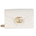 Grey Calfskin Matelasse GG Marmont Chain Wallet