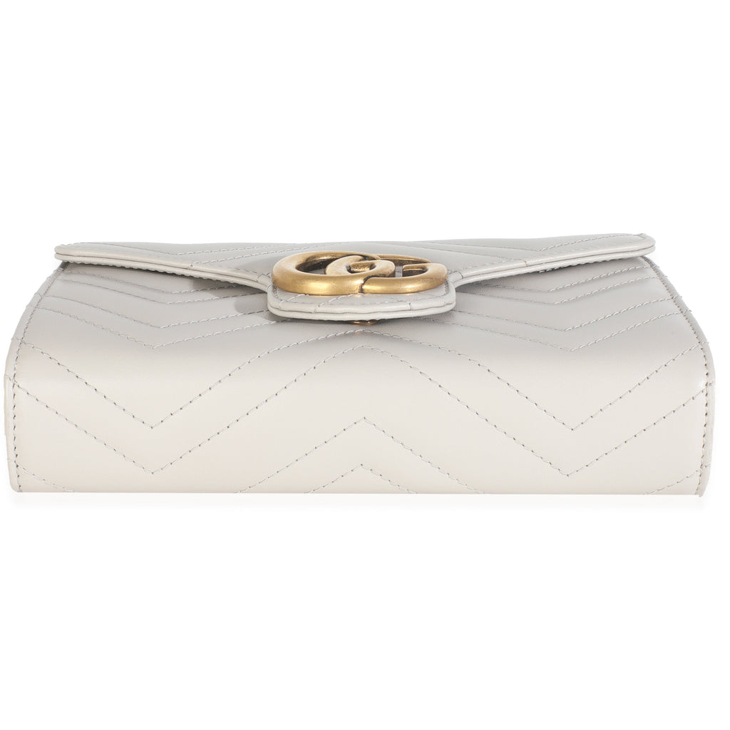 Grey Calfskin Matelasse GG Marmont Chain Wallet