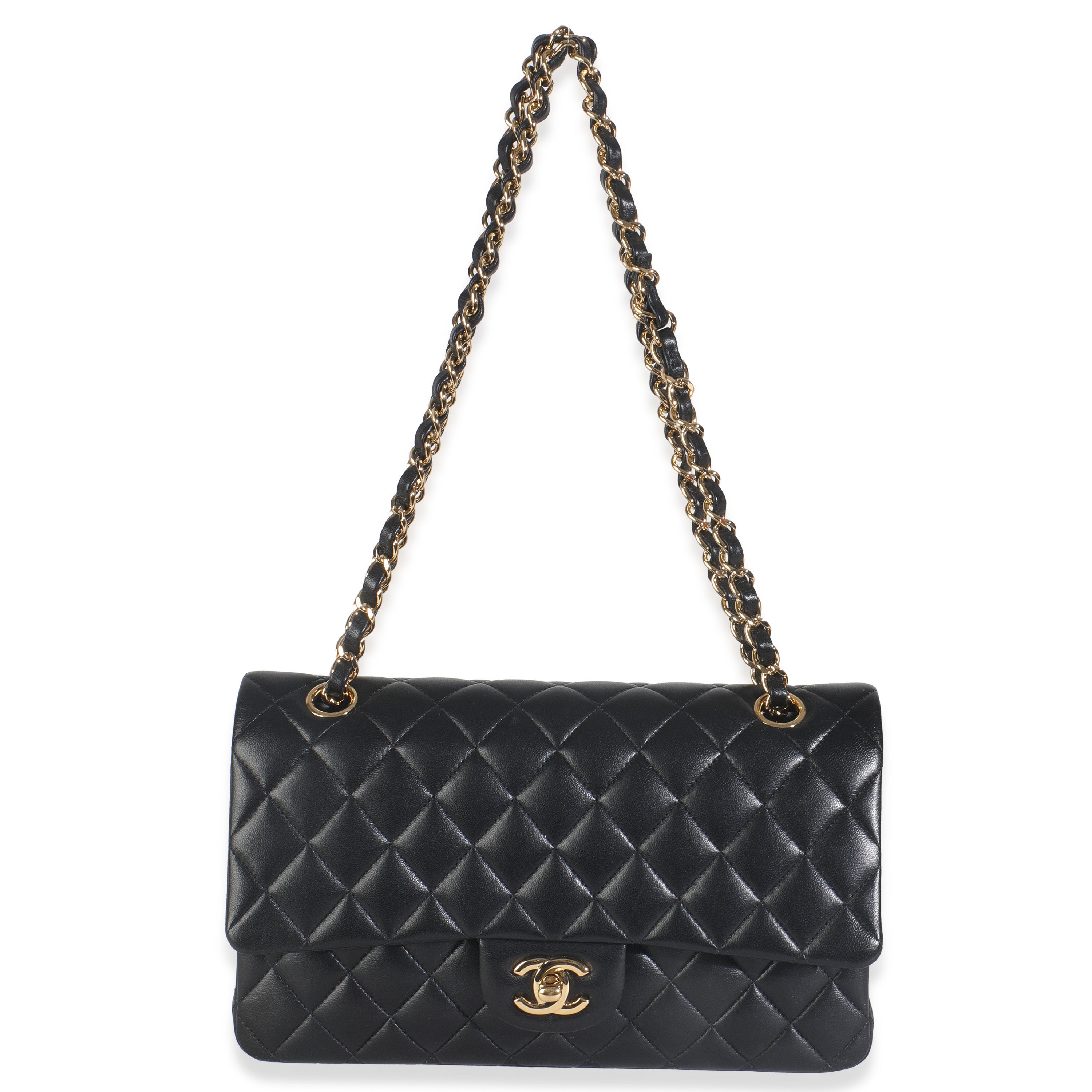Black Quilted Lambskin Medium Classic Double Flap Bag