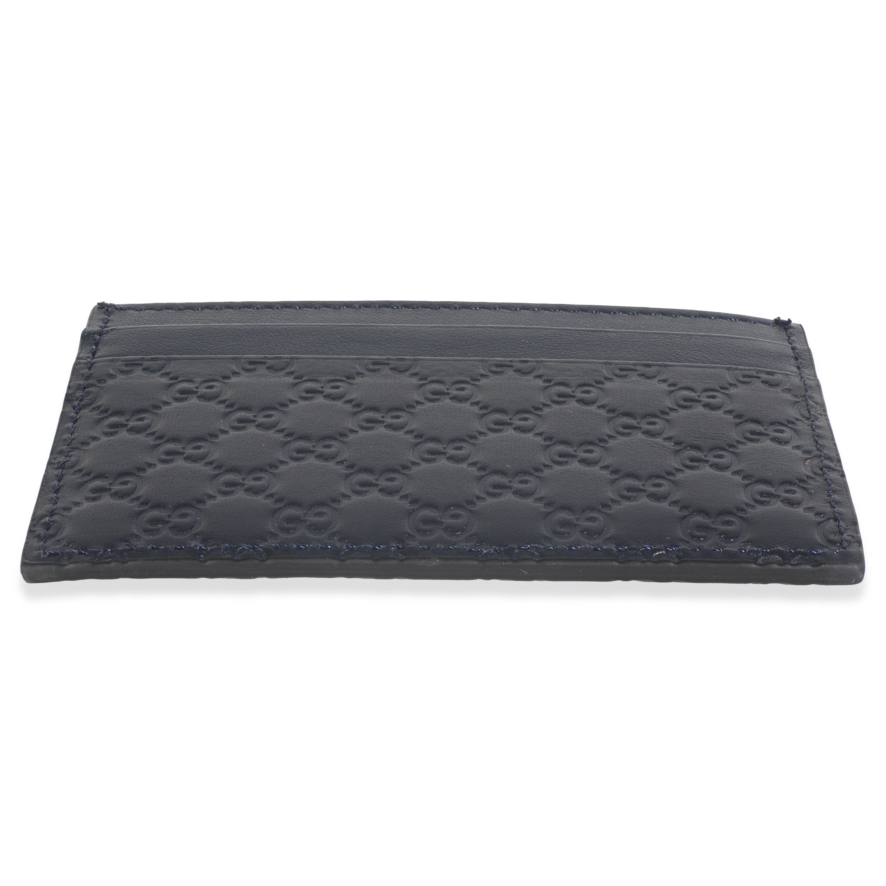 Navy Microguccissima Card Case