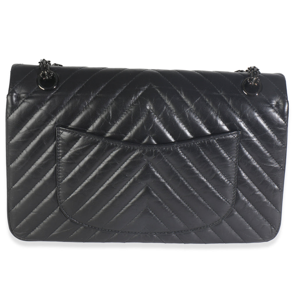 Aged Calfskin Chevron 2.55 So Black Reissue 226 Flap Bag