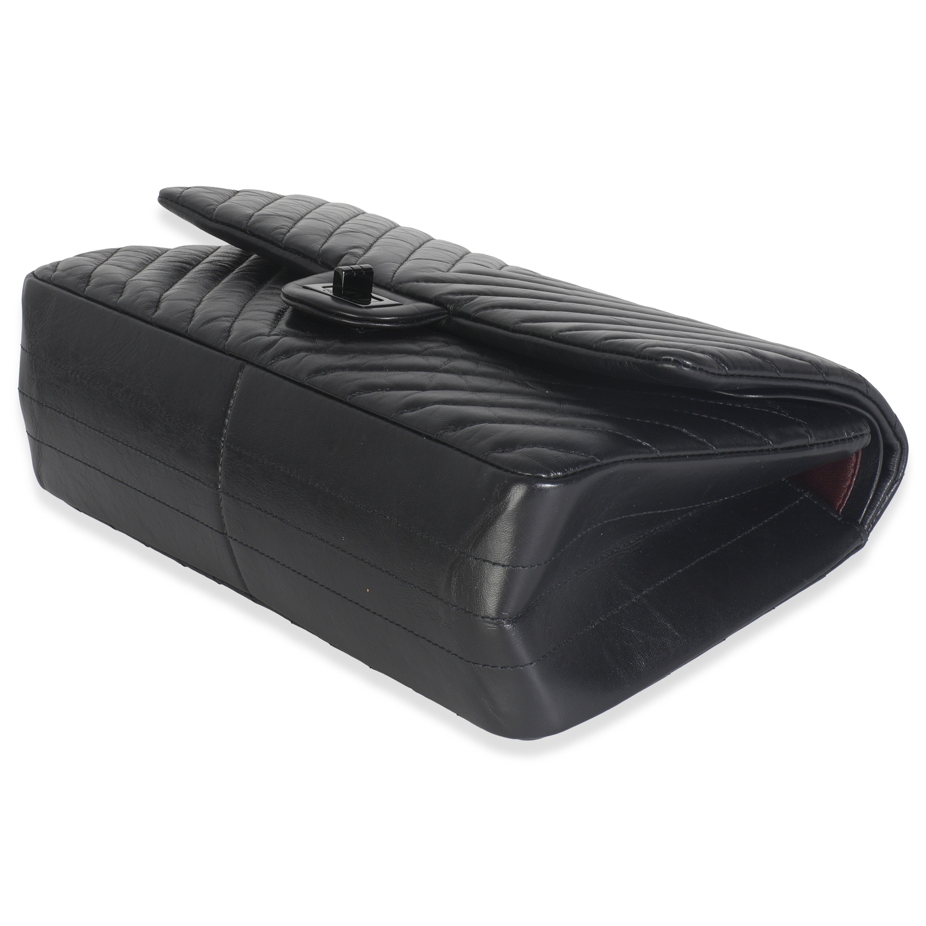 Aged Calfskin Chevron 2.55 So Black Reissue 226 Flap Bag