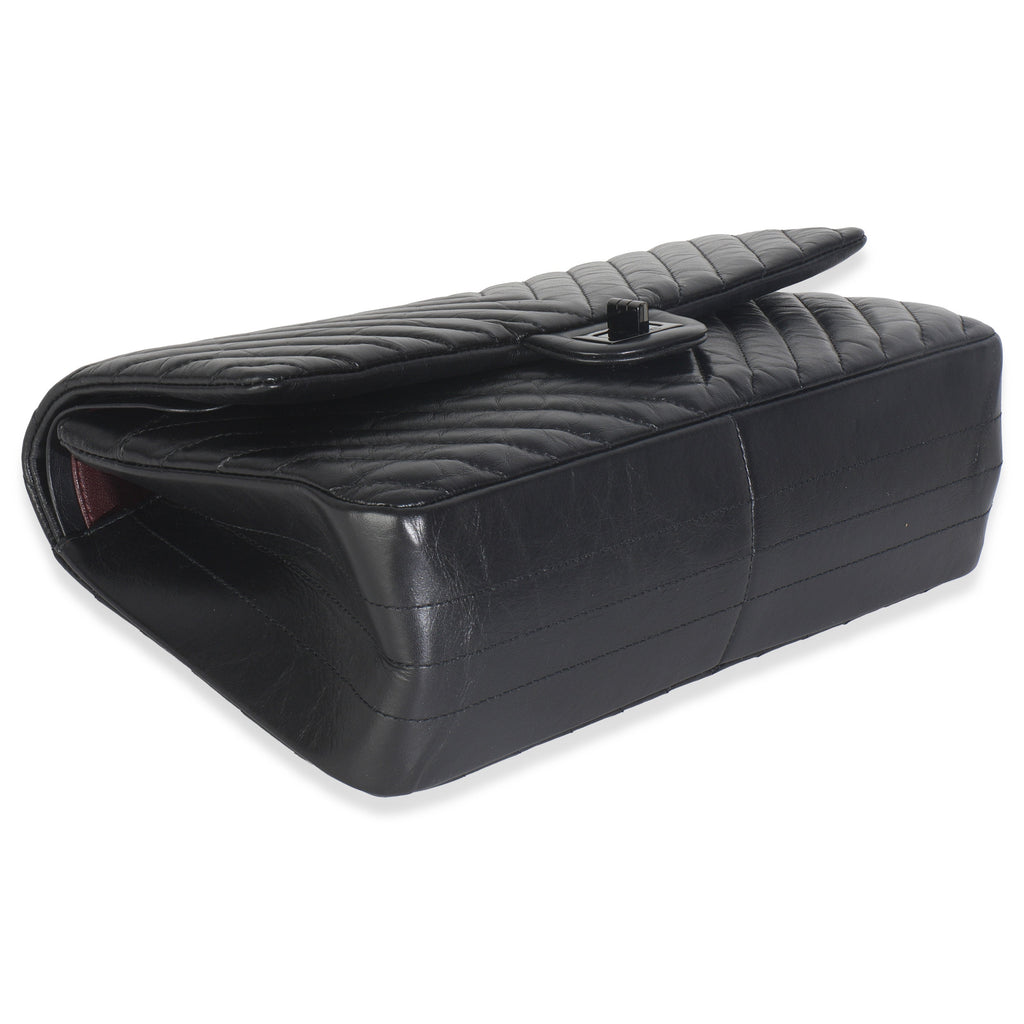 Aged Calfskin Chevron 2.55 So Black Reissue 226 Flap Bag