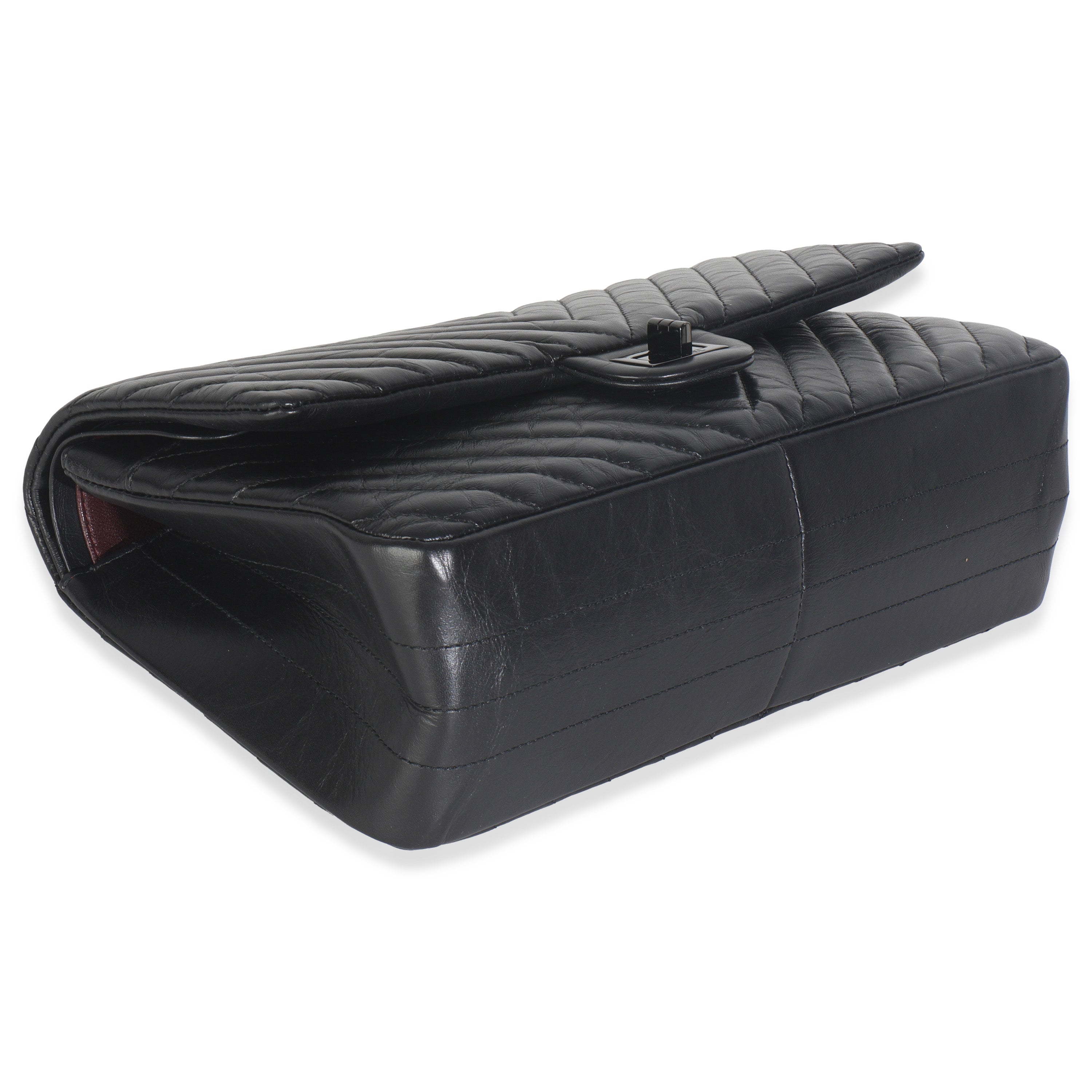 Aged Calfskin Chevron 2.55 So Black Reissue 226 Flap Bag