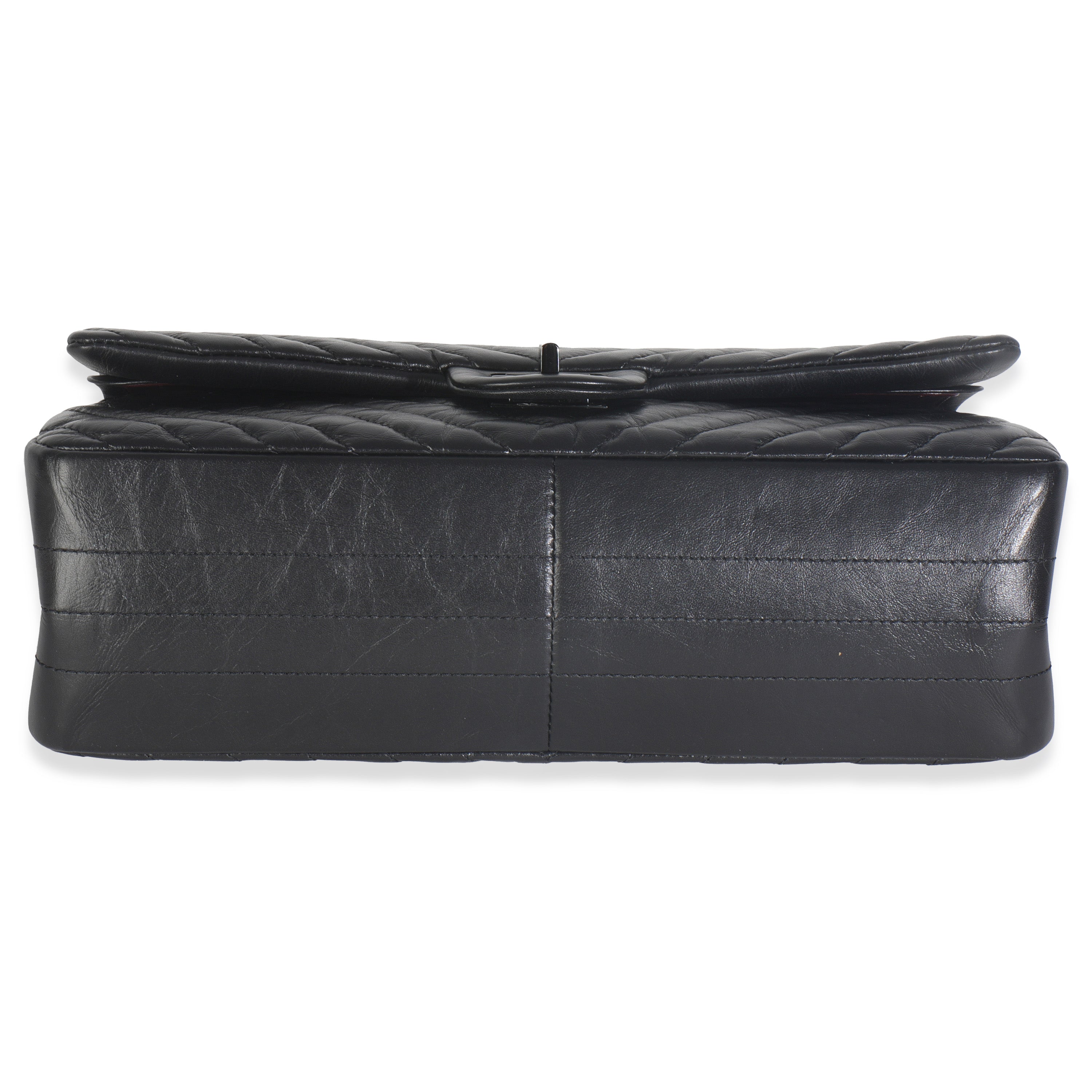 Aged Calfskin Chevron 2.55 So Black Reissue 226 Flap Bag