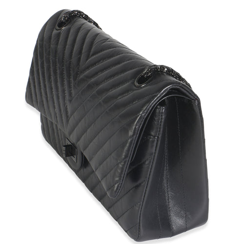 Aged Calfskin Chevron 2.55 So Black Reissue 226 Flap Bag