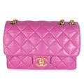 Purple Shiny Aged Quilted Calfskin Small Pillow Crush Flap Bag