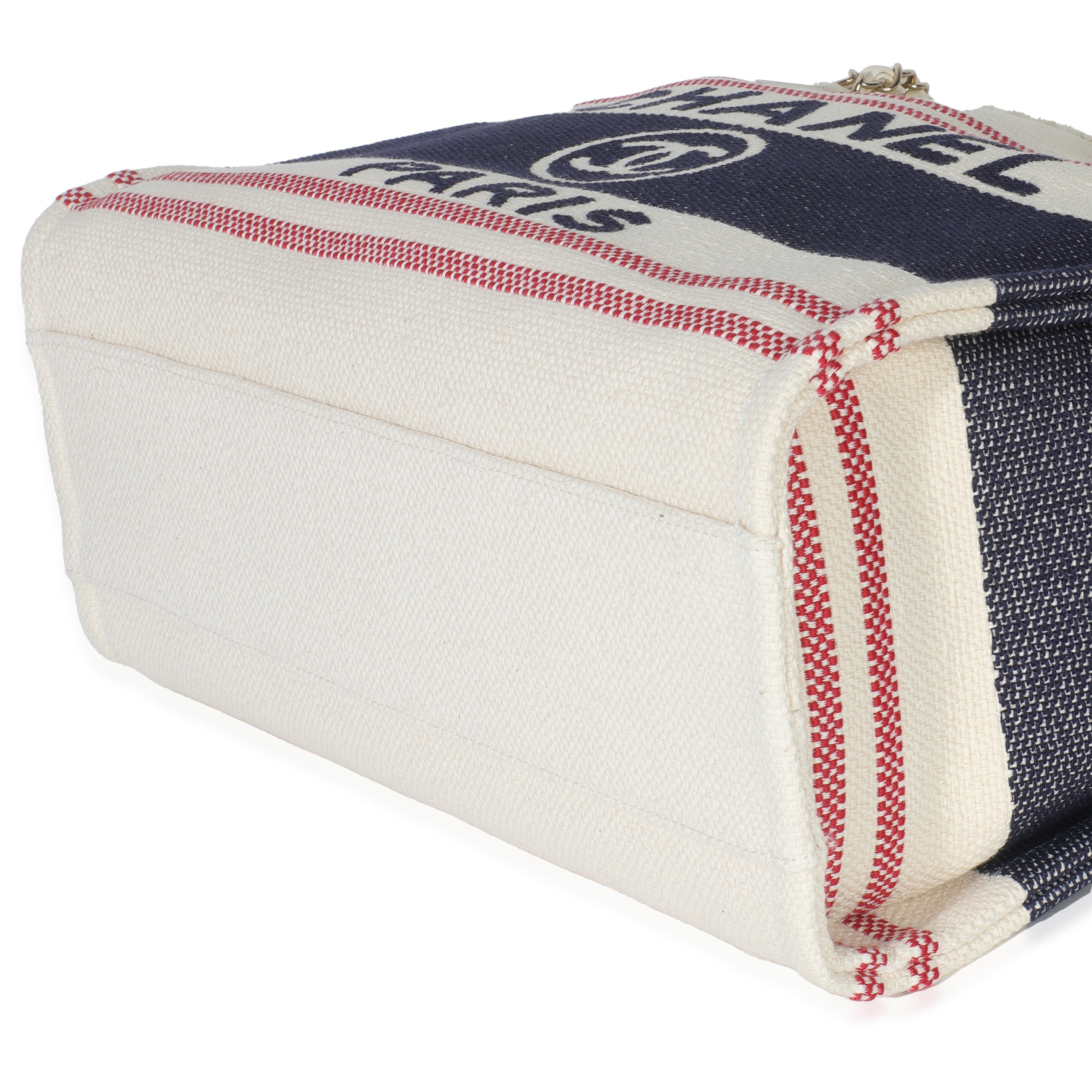 Navy Red Beige Striped Canvas Medium Deauville Tote