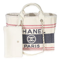 Navy Red Beige Striped Canvas Medium Deauville Tote