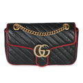 Red Black Calfskin Torchon Small GG Marmont Bag
