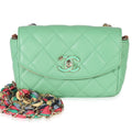 Green Quilted Lambskin Ribbon Chain Mini Flap Bag