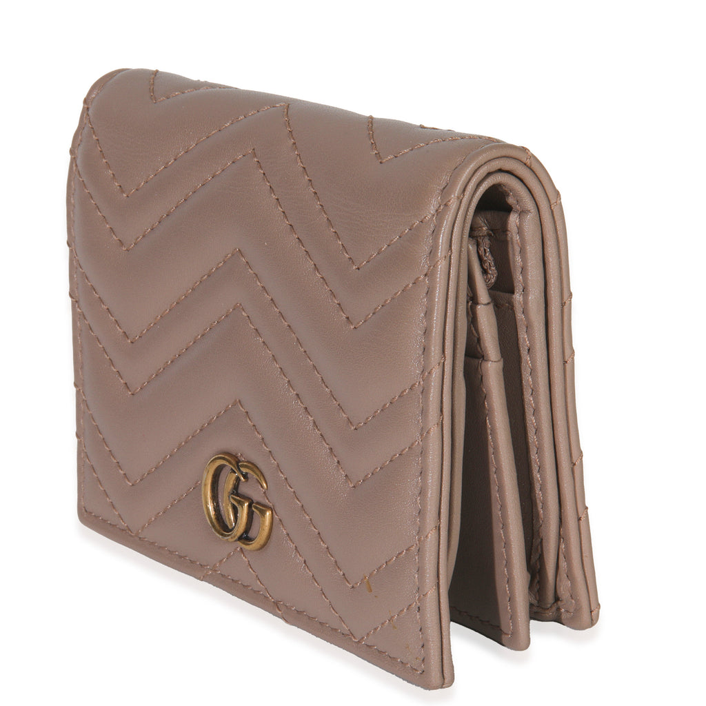 Porcelain Rose Matelasse Calfskin GG Card Case Wallet