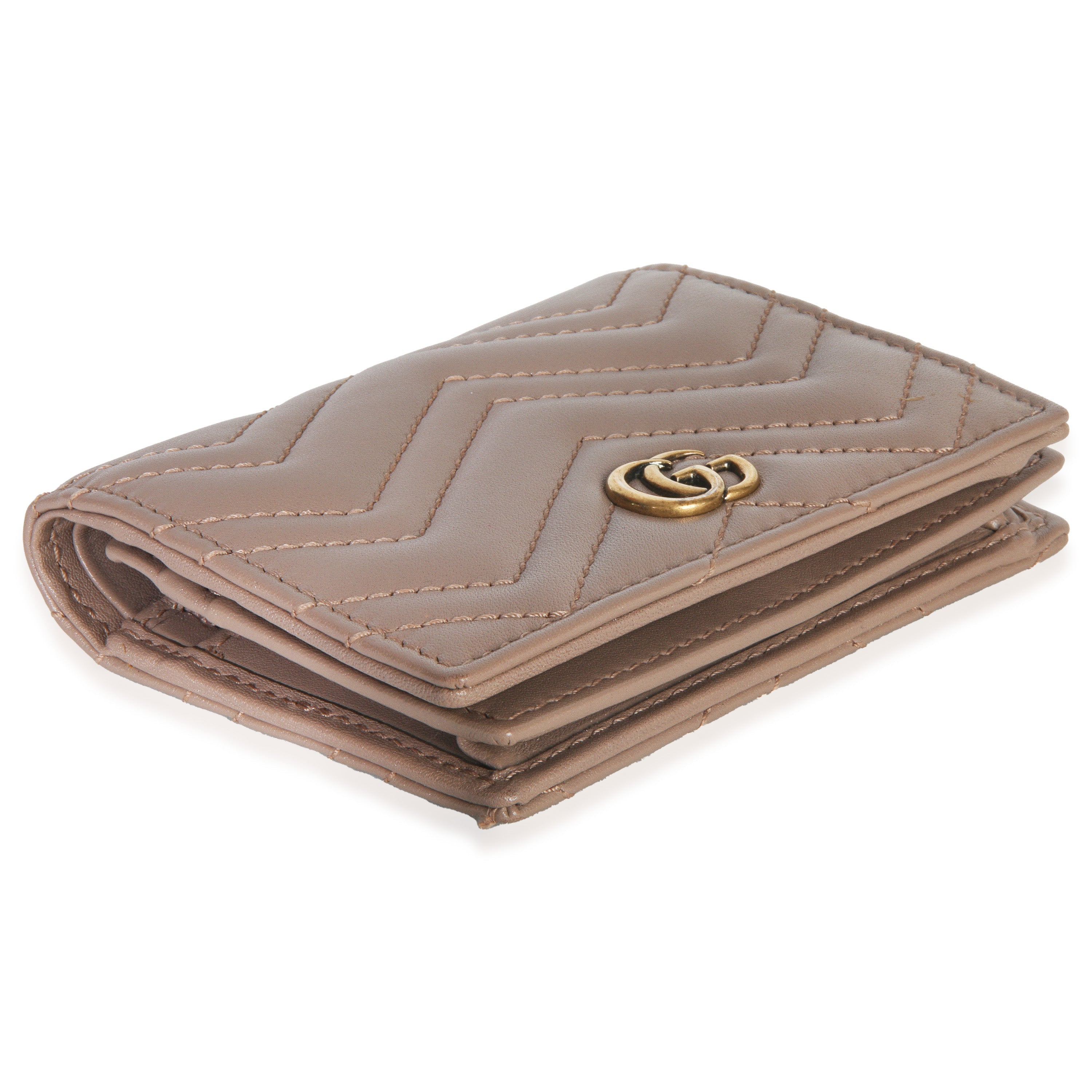 Porcelain Rose Matelasse Calfskin GG Card Case Wallet