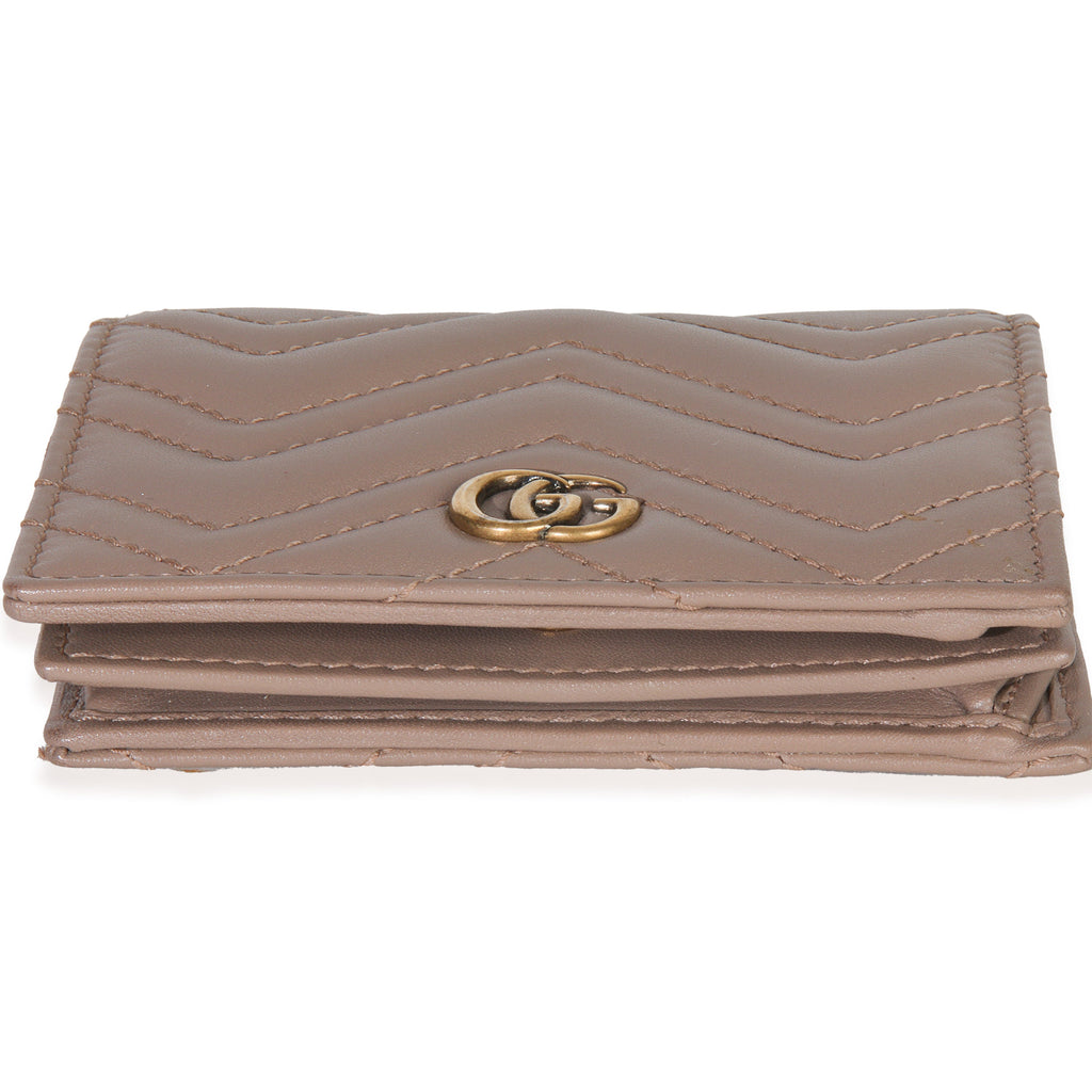 Porcelain Rose Matelasse Calfskin GG Card Case Wallet